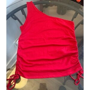 🔴4/$12 Women’s Casual Ambiance Red One-Shoulder Tank Top Size 1X New With Tags